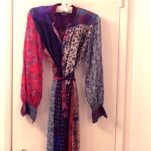 Pure silk bohemian vintage dress